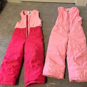 Kids Pink Snow Overalls - Insulated Winter Bibs